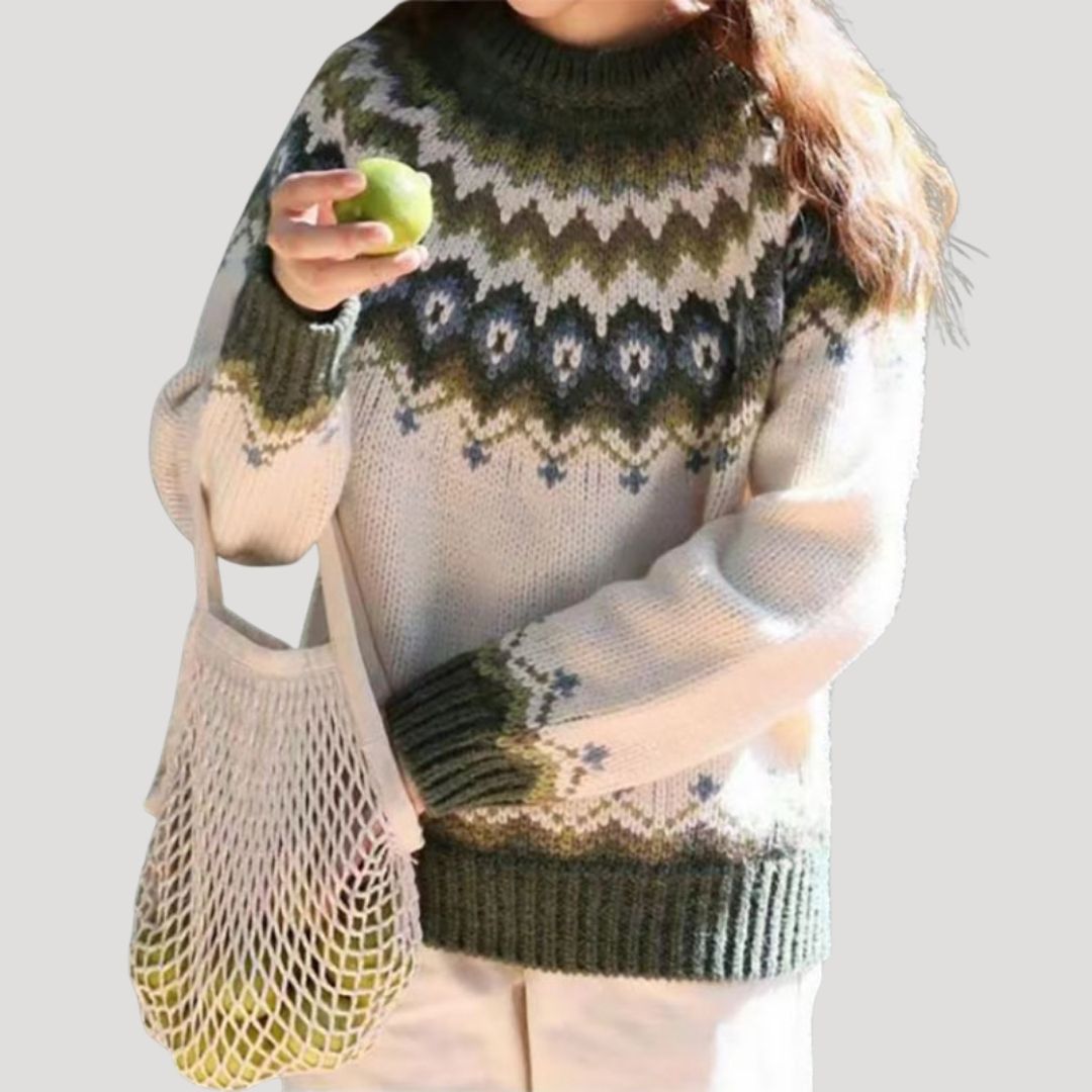 Joanna - Women's Spring Gemusterter Knit Sweater