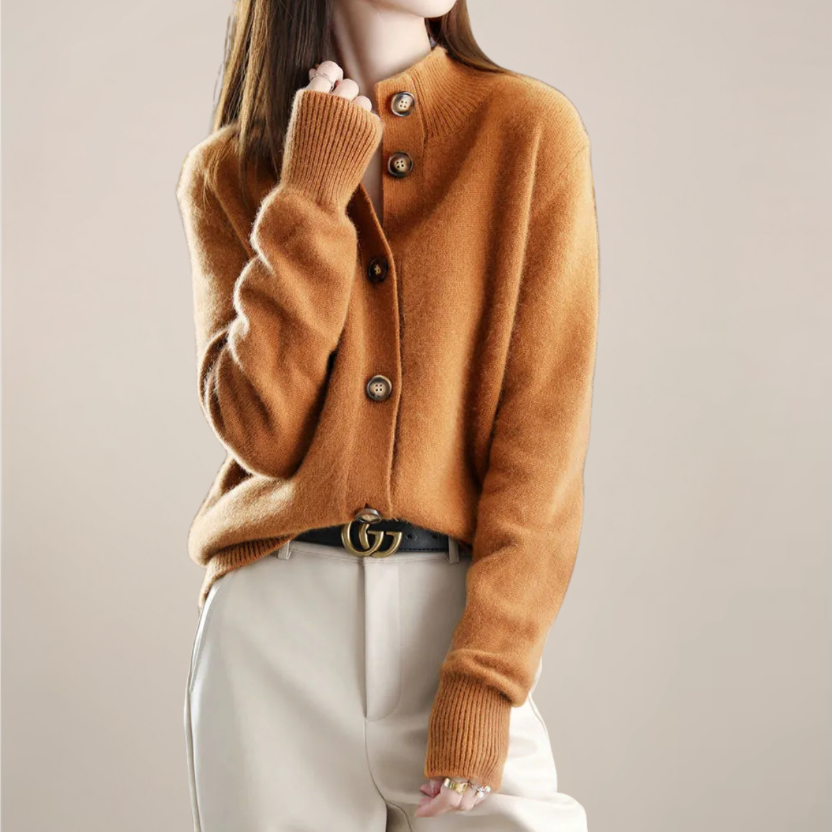 Ava - Women's Spring Cardigan with Collar and Buttons