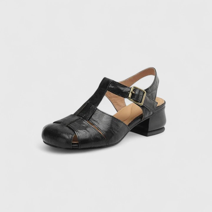 Florence - Women's Vintage-Sandals with Peeptoe and Block Heel