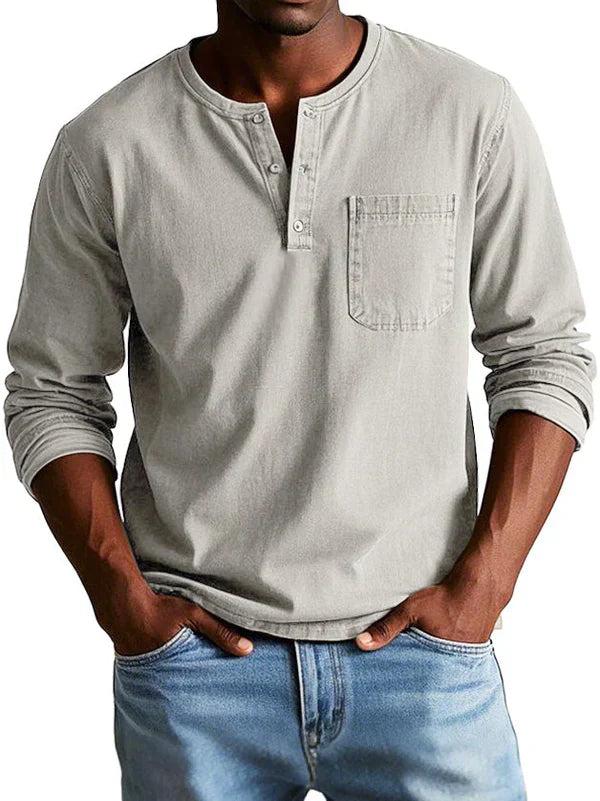 Glen - Men's Casual Long Sleeve-Henleyshirt