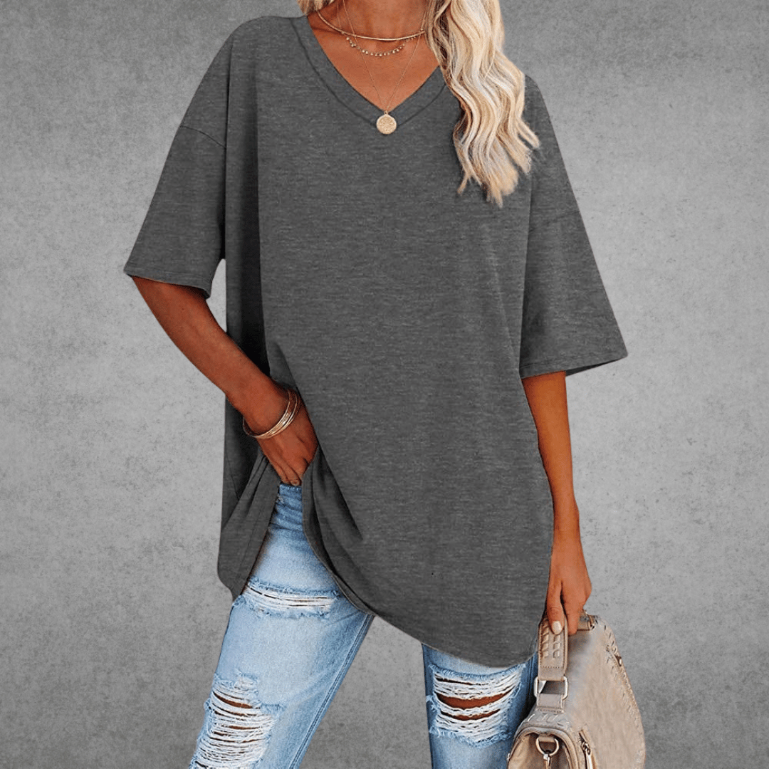 Eliza - Women's Casual Oversize V-Neck T-Shirt
