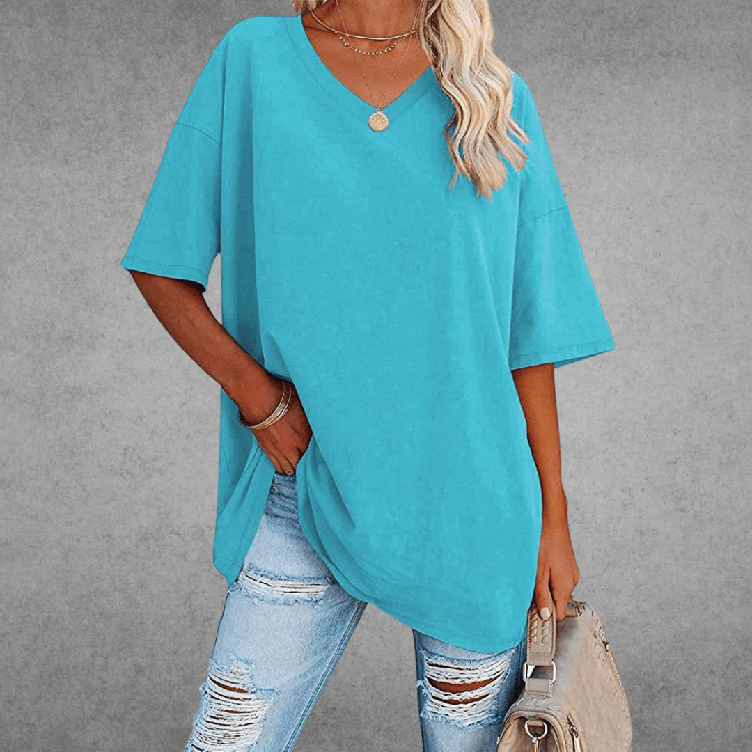 Eliza - Women's Casual Oversize V-Neck T-Shirt