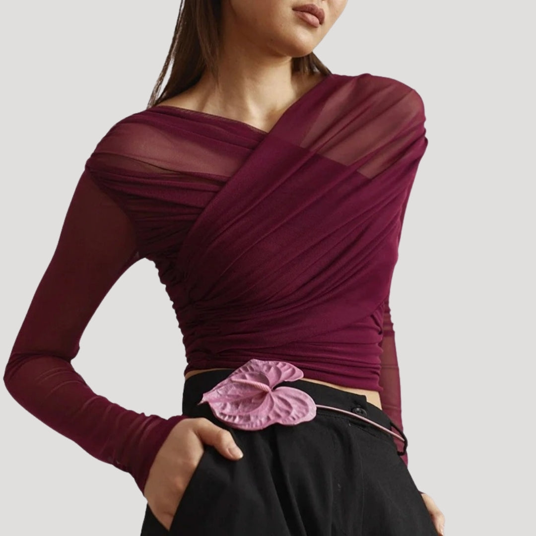 Judith - Women's Spring Transparentes Wickel-Top with Long Sleeve