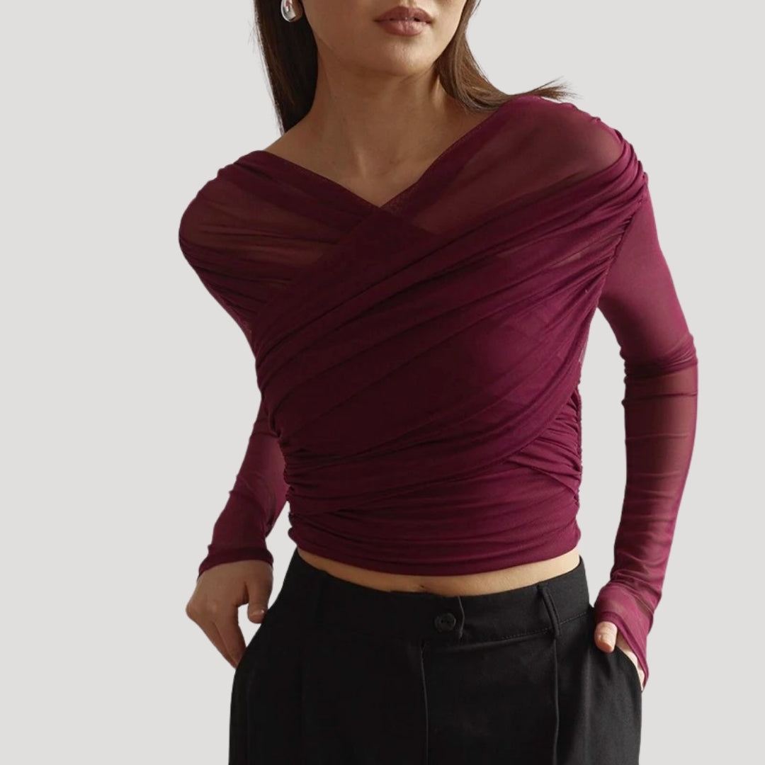 Judith - Women's Spring Transparentes Wickel-Top with Long Sleeve