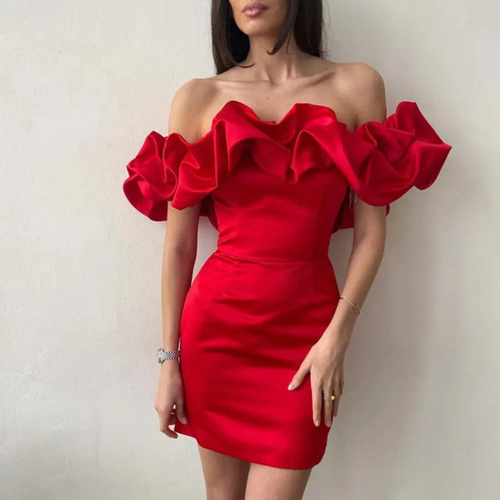 Tracey - Women's Wedding Guest Ruffle Mini Dress