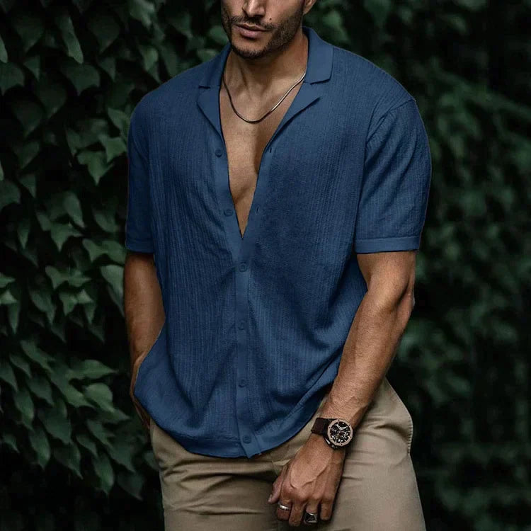 Connor - Men's Casual Short Sleeve Shirt with Button Placket
