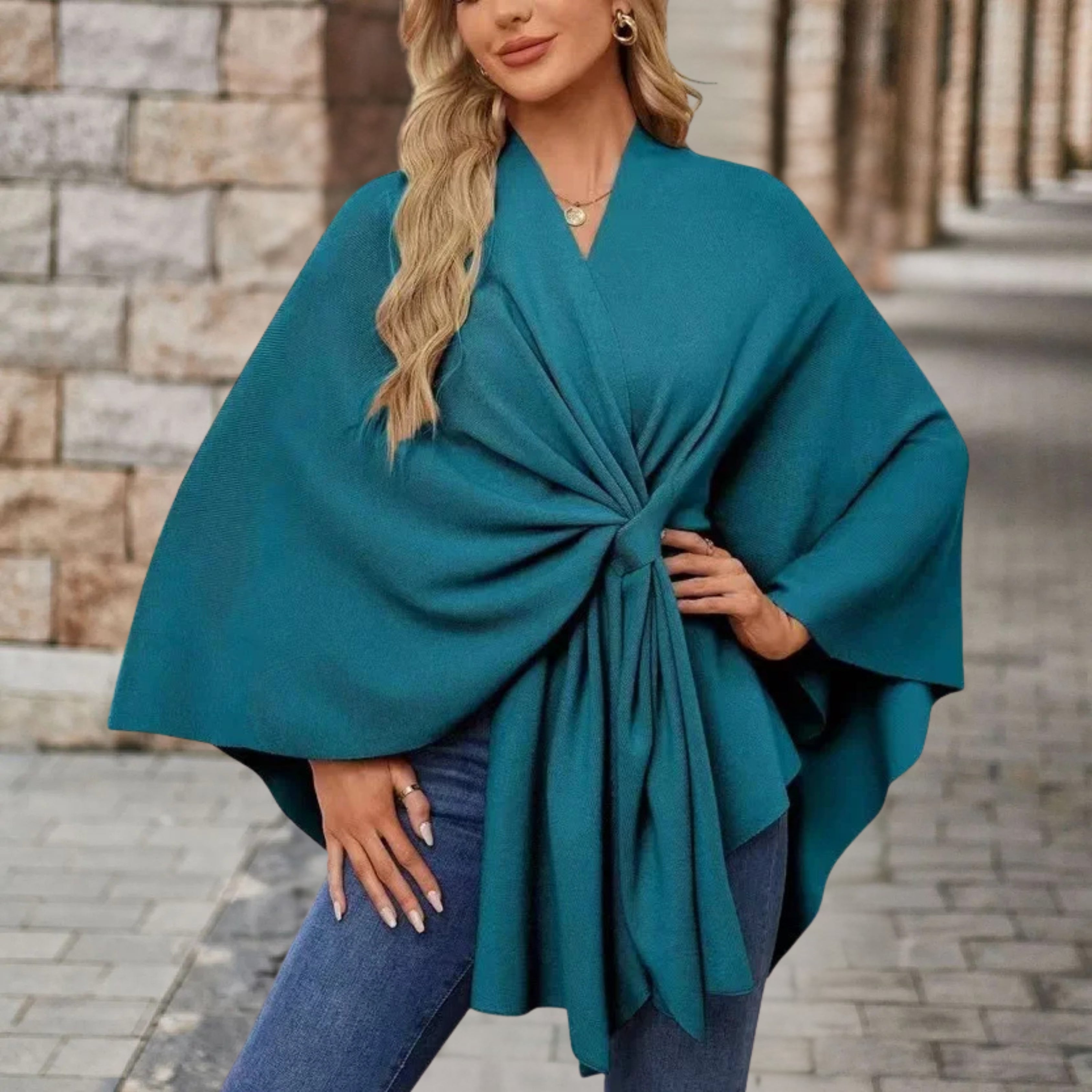 Edith - Women's Top in Cape-Style with Front Knot