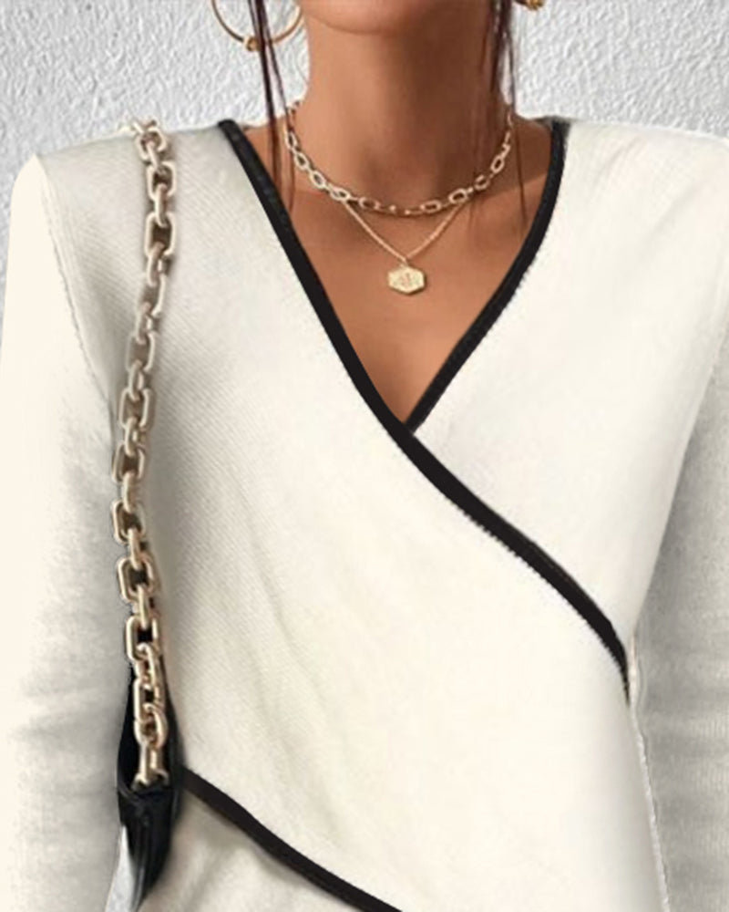 Iris - Women's V-Neck Wickelstil Sweater