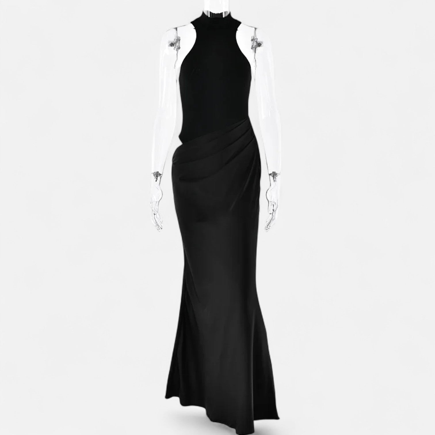 Nicola - Women's Maxi Dress with Cut-Out and Halterneck