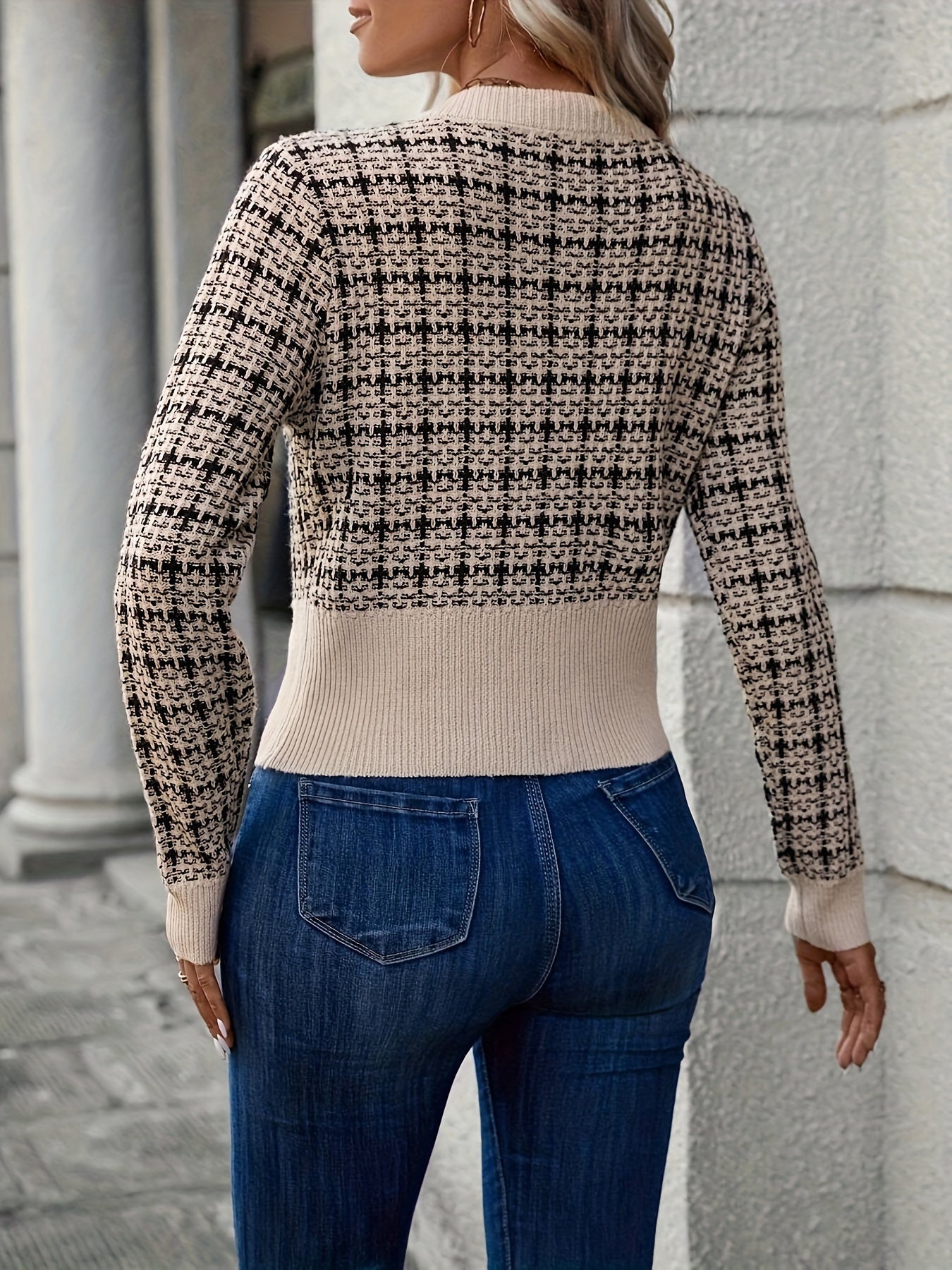 Eleanor - Women's Modische Kurz-Cardigan aus Tweed-Material