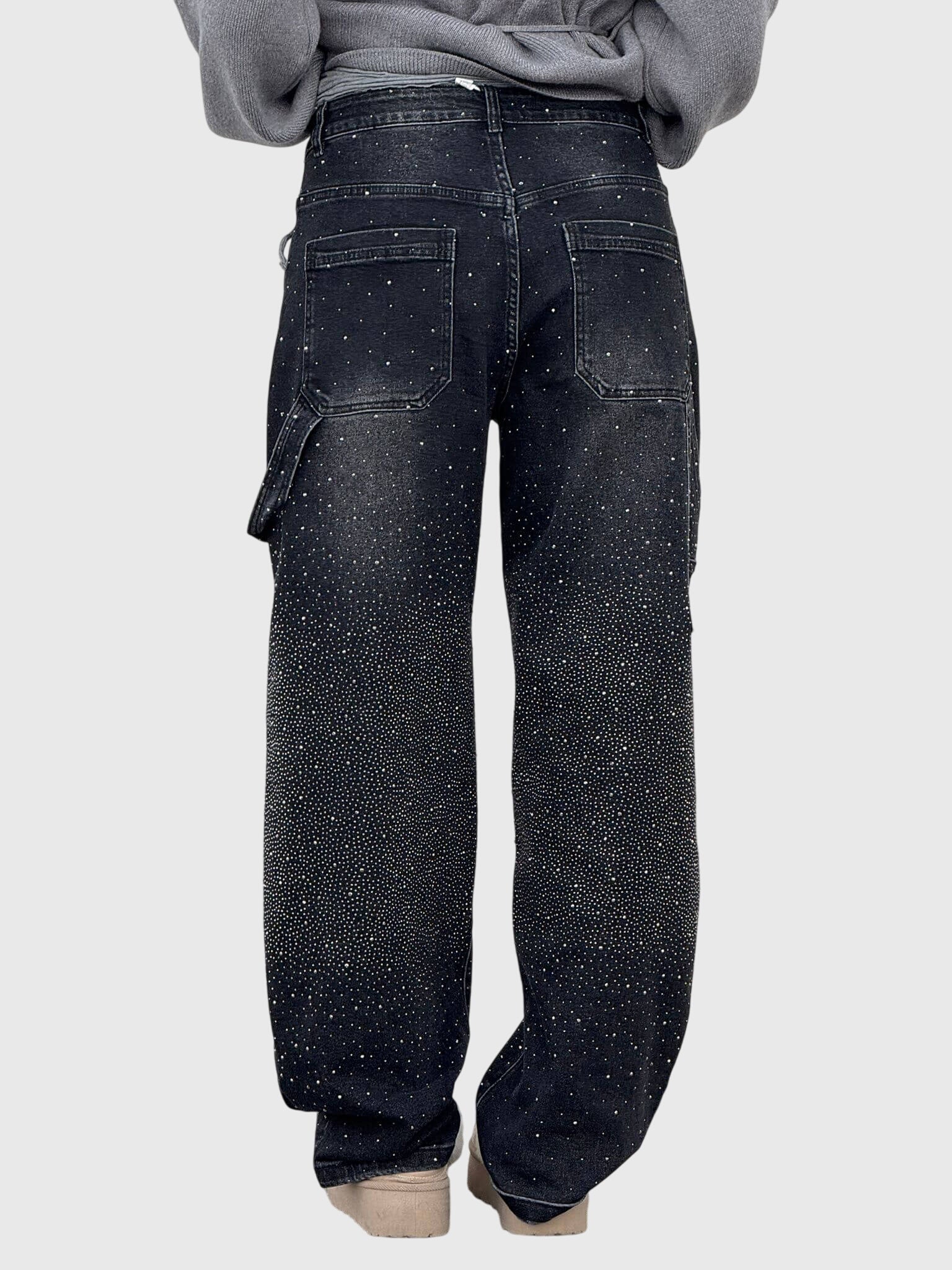Beth - Women's Glittery Diamant Denim Trousers