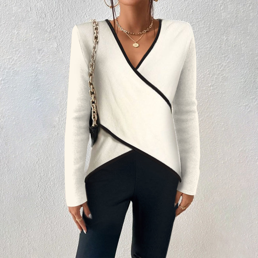 Iris - Women's V-Neck Wickelstil Sweater