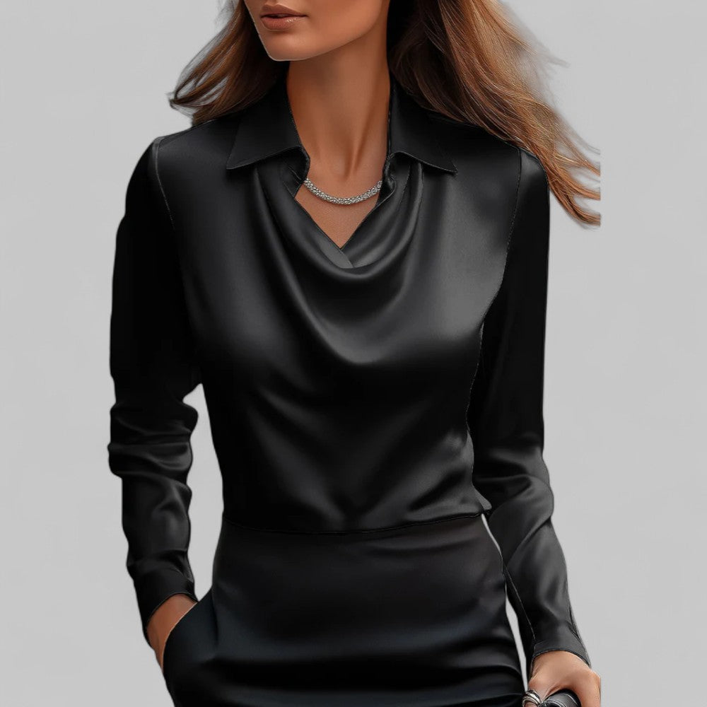 Vera - Elegant Wasserfallausschnitt Satinbluse for Women's