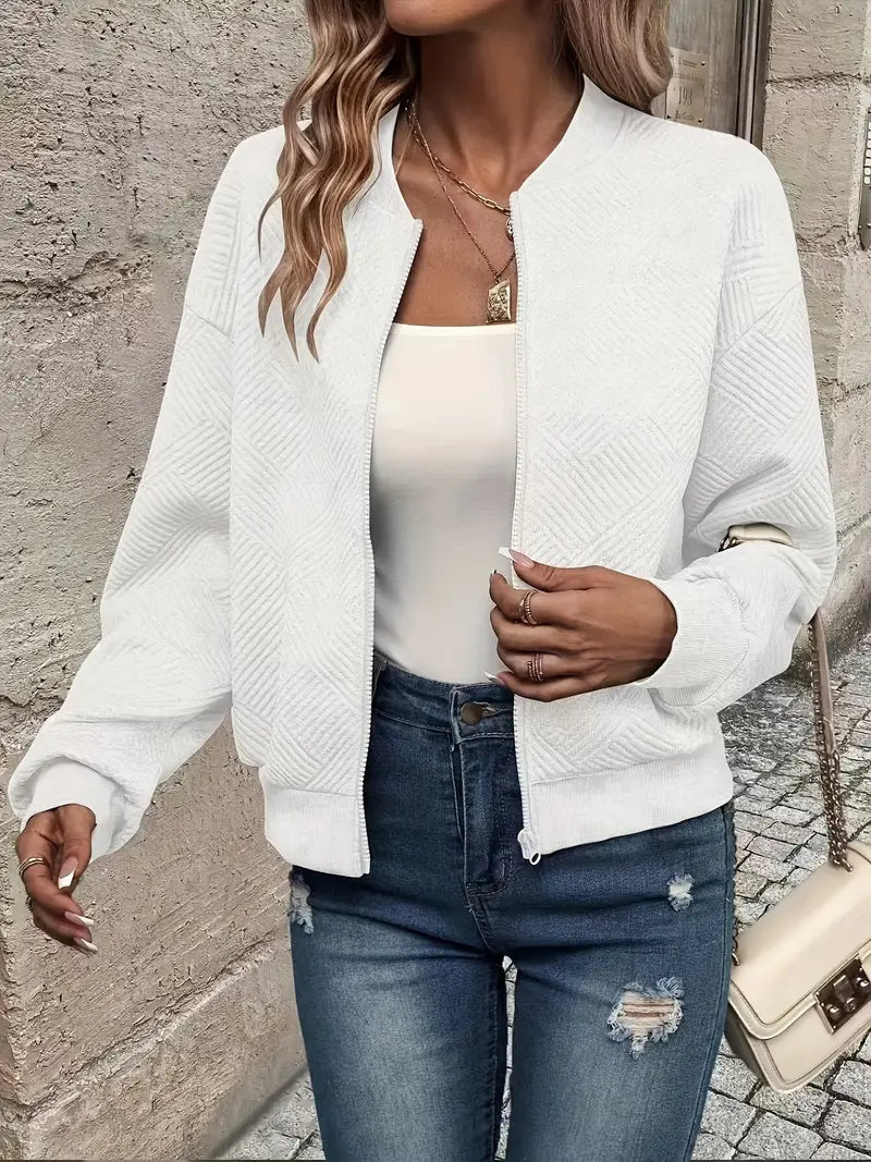 Rachel - Women's Cardigan with Zip and Struktur
