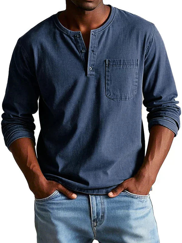 Glen - Men's Casual Long Sleeve-Henleyshirt