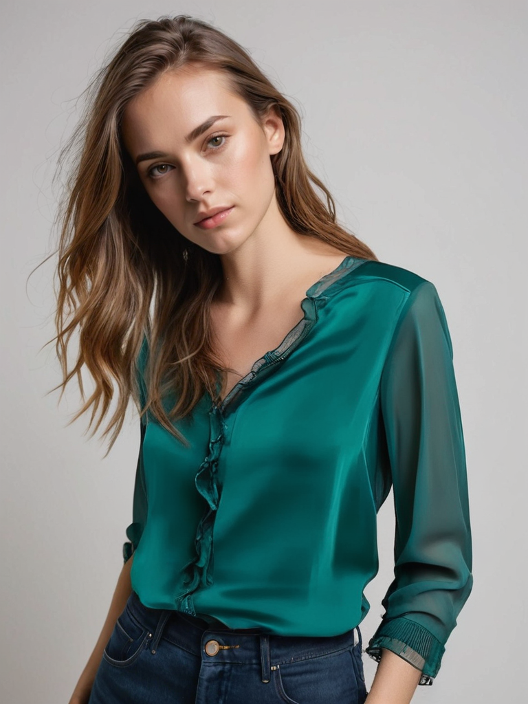 Abigail - Women's Elegant Long Sleeve Blouse with Ruffle