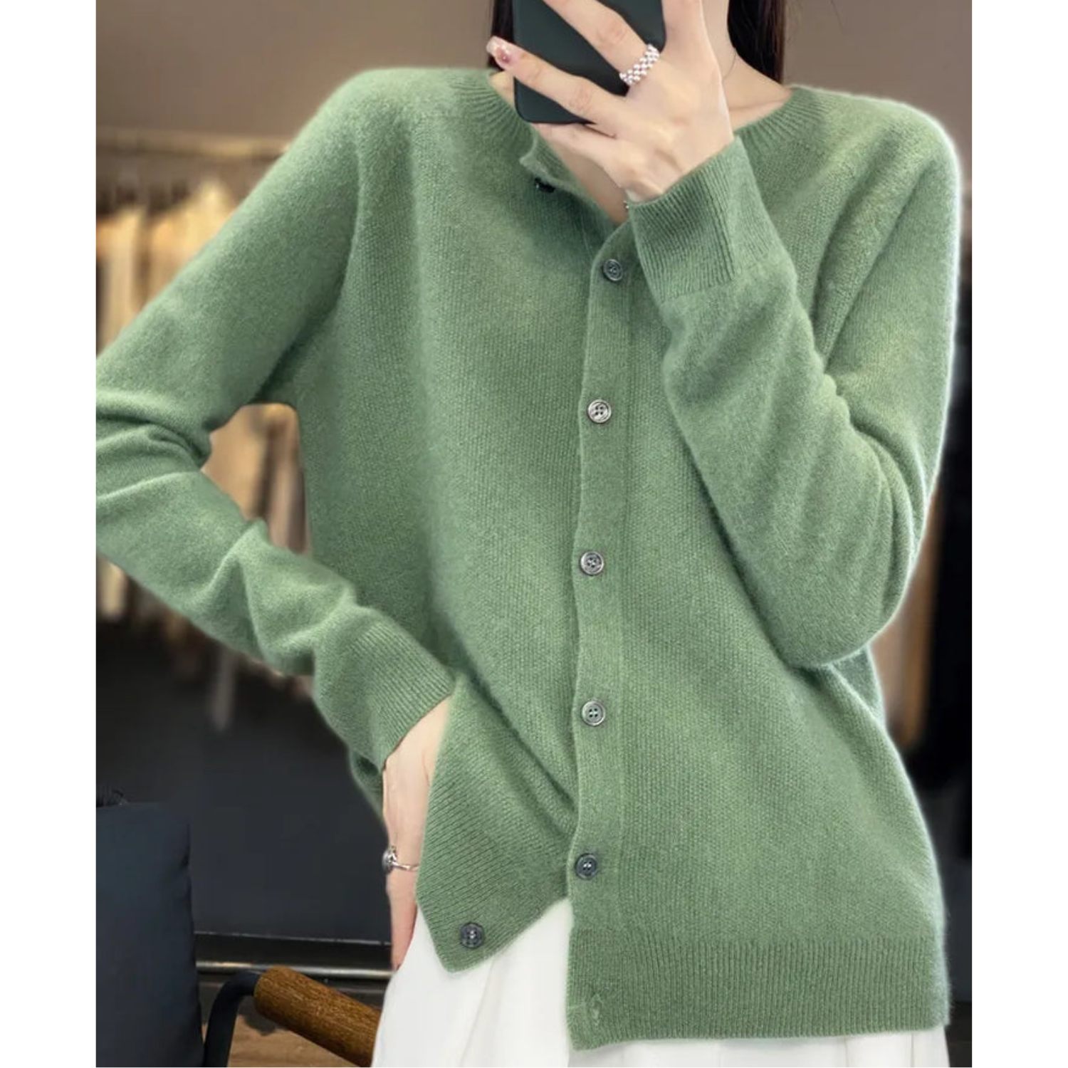 Laura - Women's Cardigan with Classic Button Placket