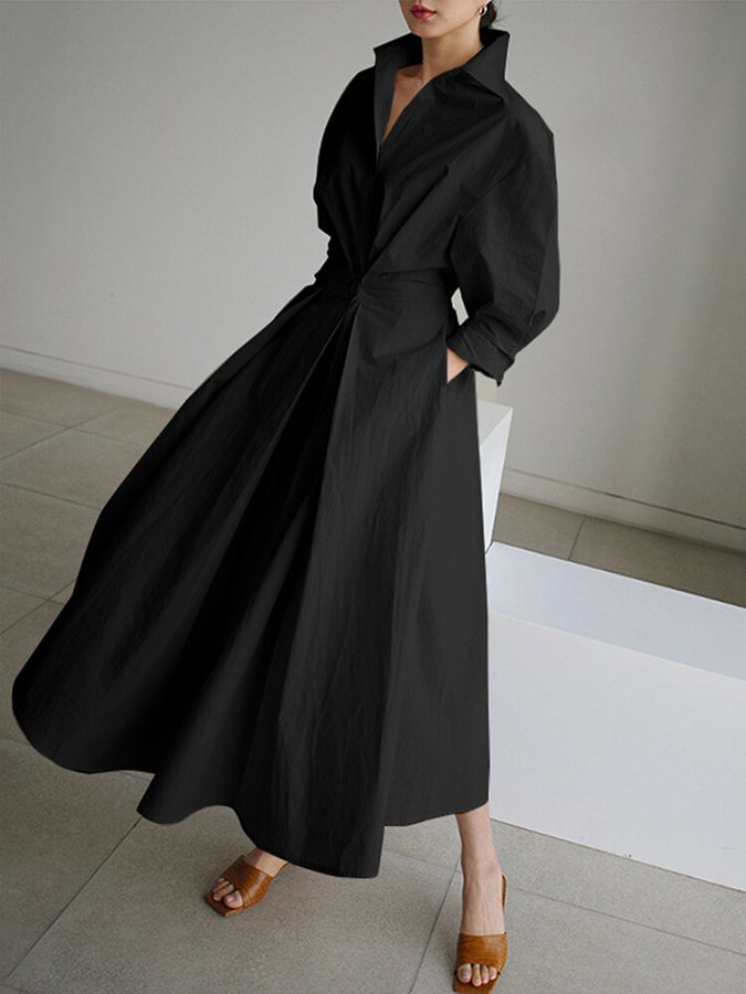 Rachel - Women's Tailliertes Shirt Maxi Dress