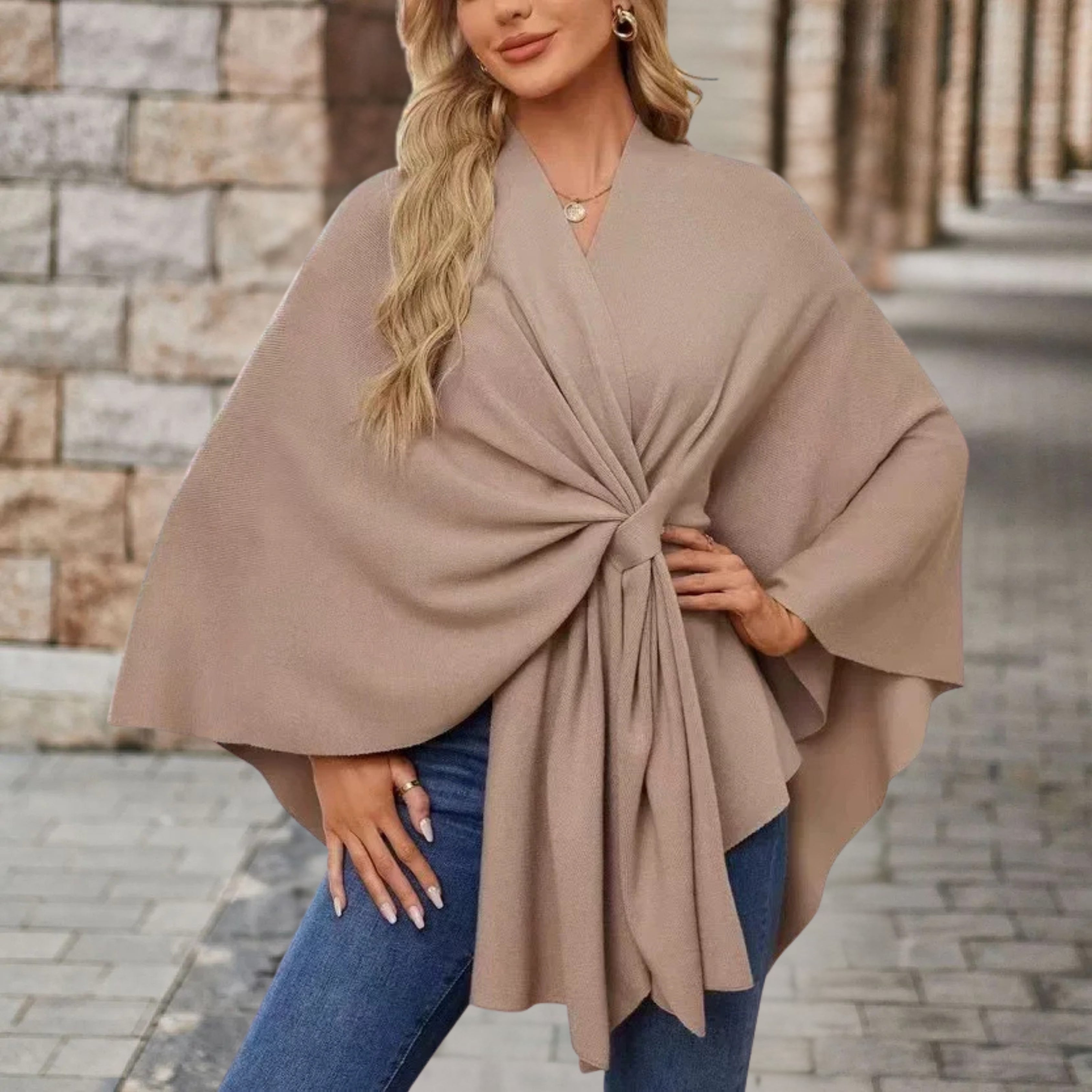 Edith - Women's Top in Cape-Style with Front Knot
