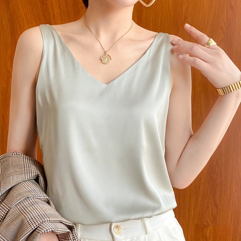 Winifred - Stylish Satin V-Neck Top for Women's