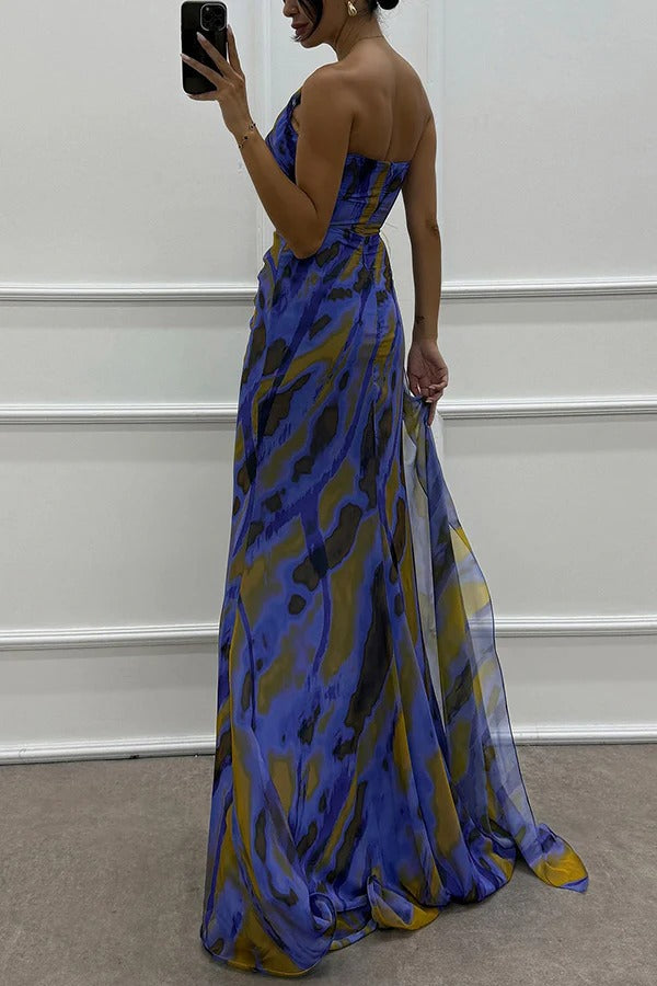 Lorraine - Women's Off-Shoulder Evening Dress with high Slit in Maxi Length