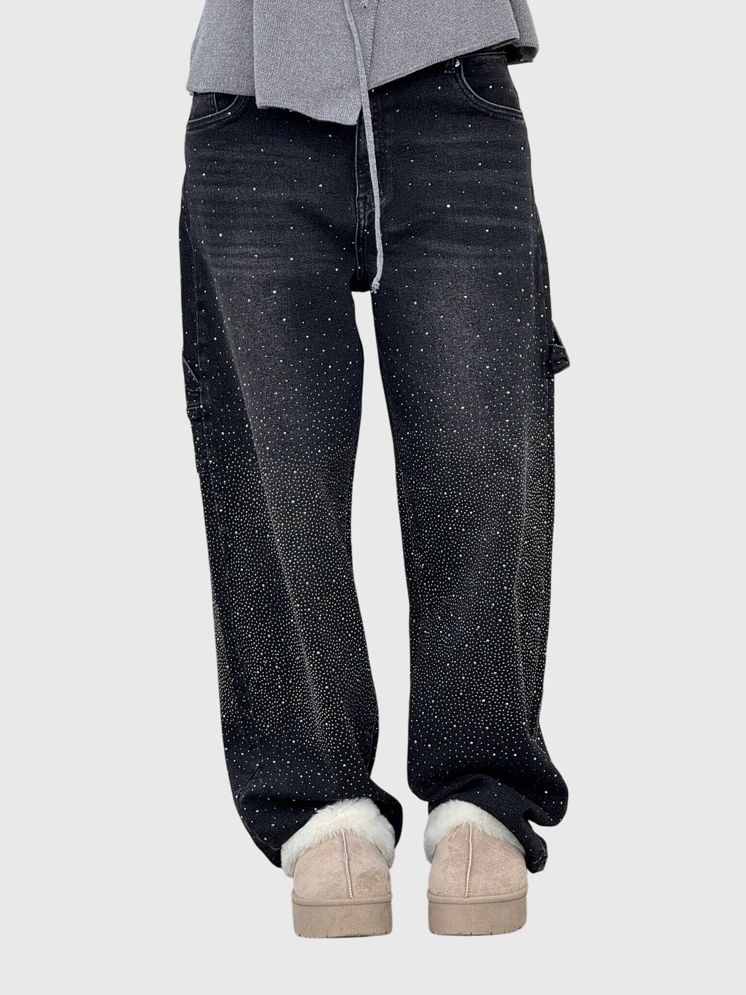 Beth - Women's Glittery Diamant Denim Trousers