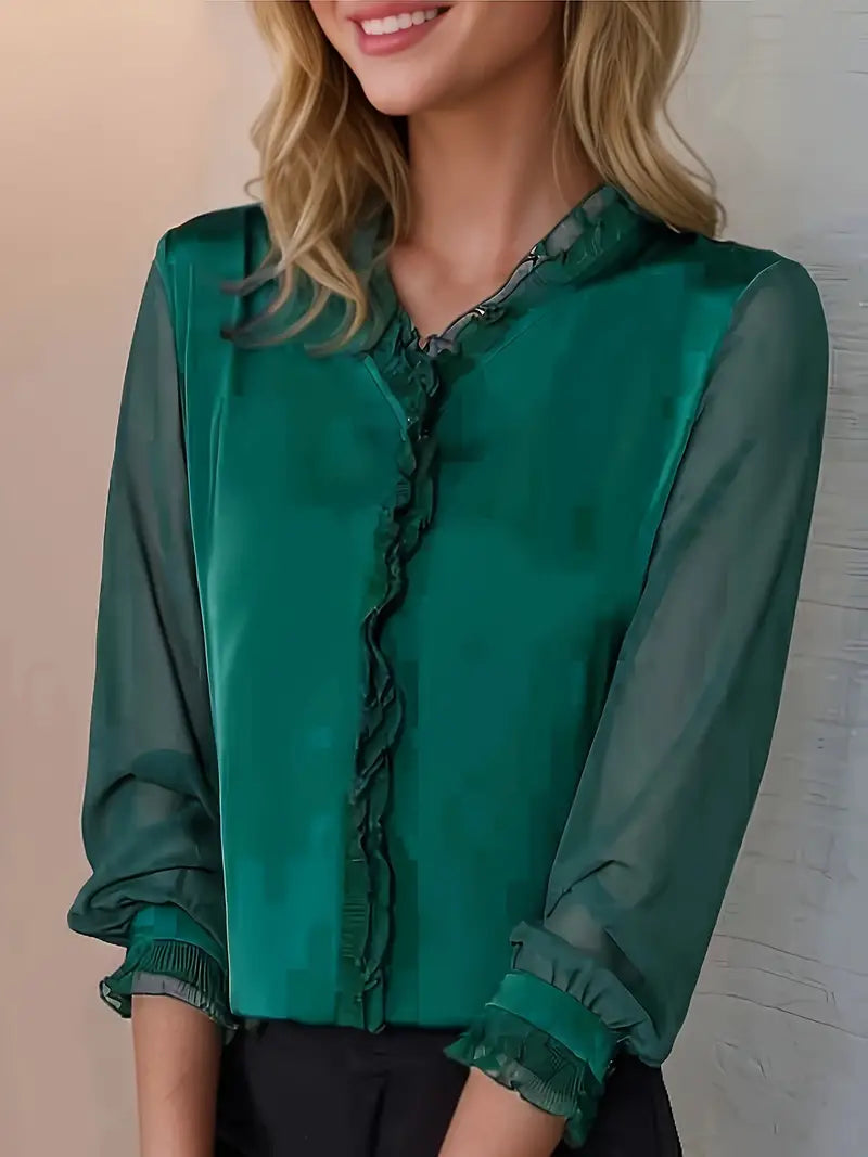 Abigail - Women's Elegant Long Sleeve Blouse with Ruffle