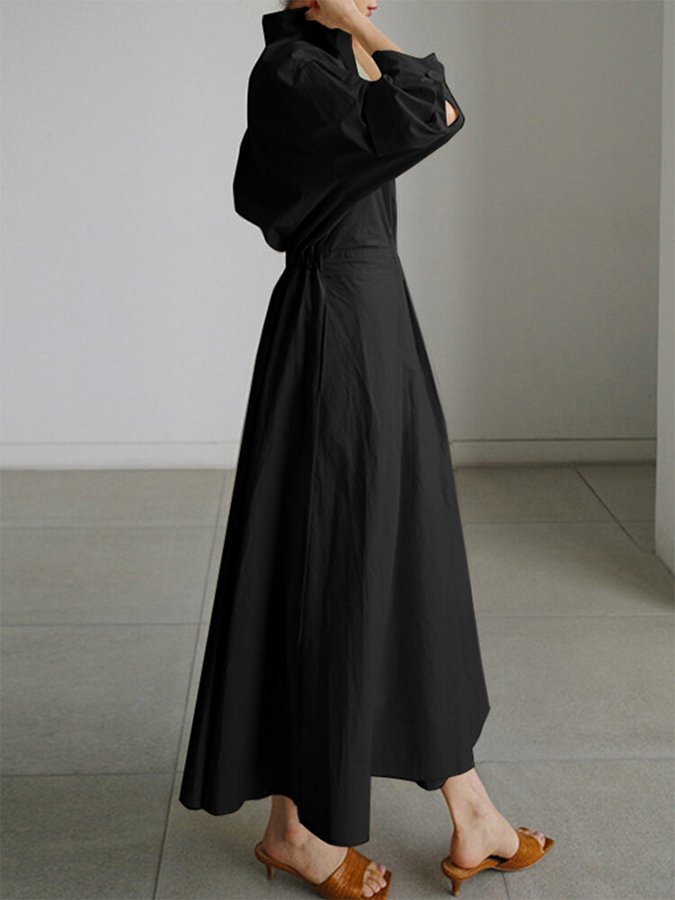 Rachel - Women's Tailliertes Shirt Maxi Dress