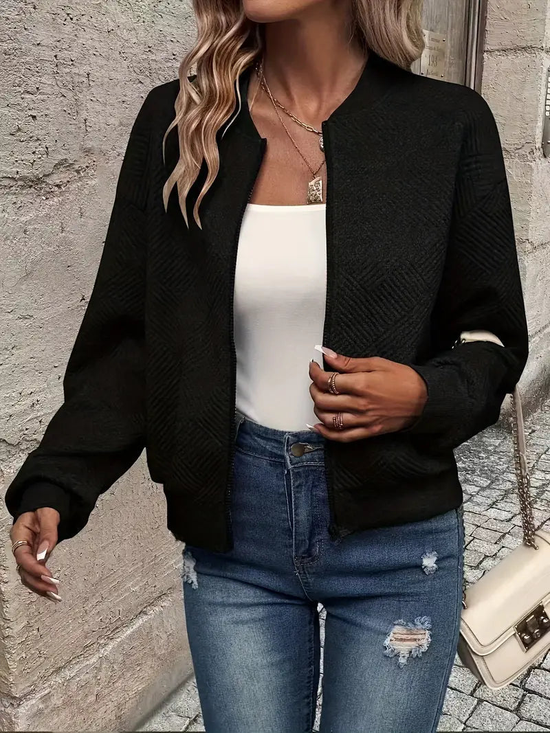 Rachel - Women's Cardigan with Zip and Struktur