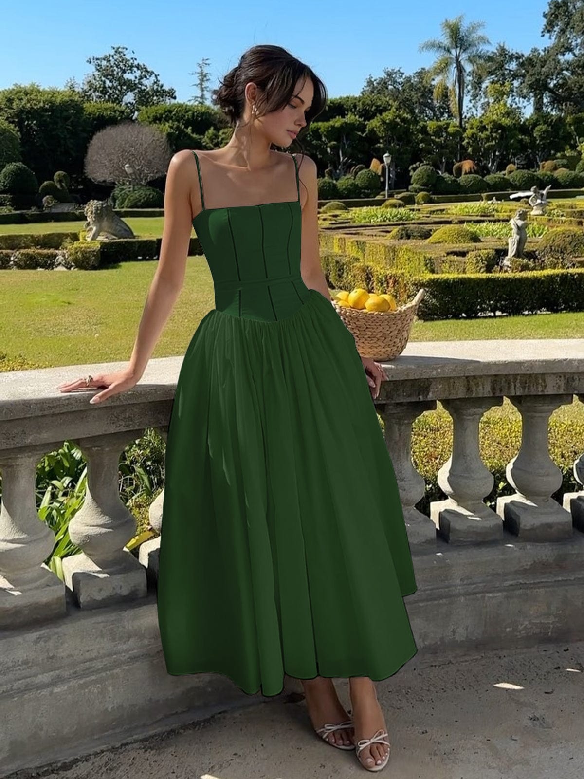 Karen - Women's Corset Midi Dress for Wedding Guests
