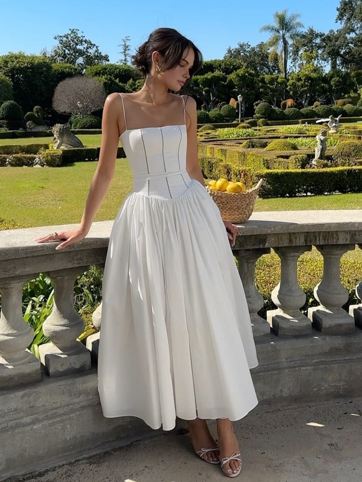 Edith - Women's Wedding Guest Elegant Corset Midi Dress