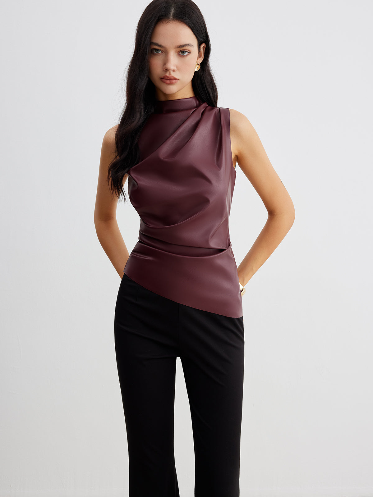 Eliza - Women's Summer Sleeveless Chic Top with High Collar
