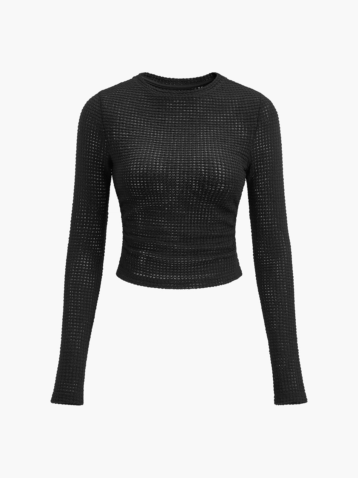 Rebecca - Women's Long Sleeve Crop-Top Aus Waffelstrick