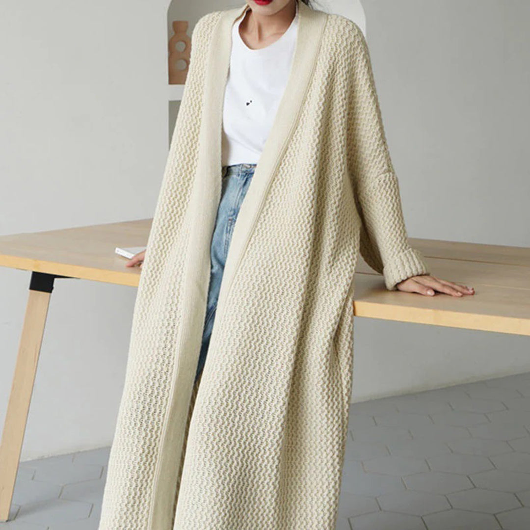 Clara - Women's Long Cardigan with open Front