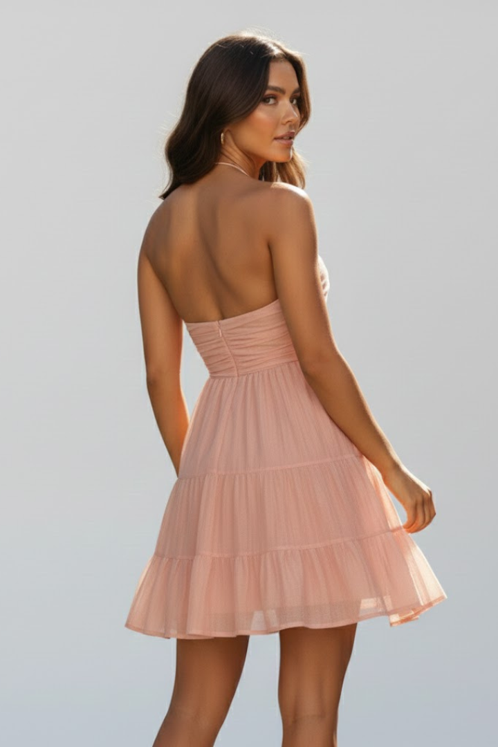 Ruby - Women's Halterneck-Minikeid with gestuftem Ruffle Skirt