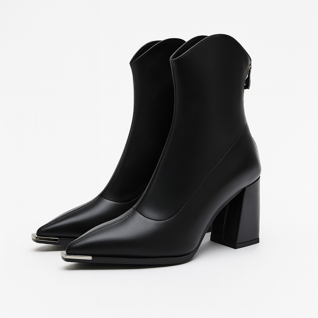 Ava - Women's-Spring-Ankle Boots with spitzer Kappe and Heel