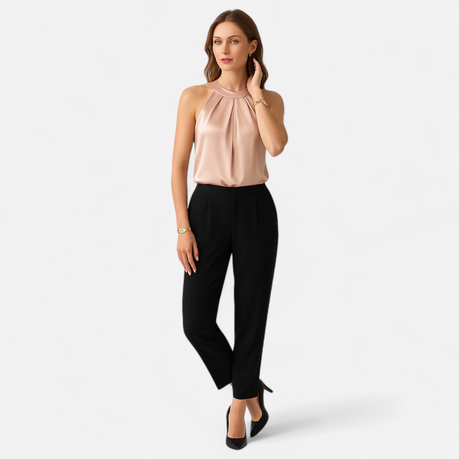 Olivia - Stylish Satin Halterneck Top for Women's