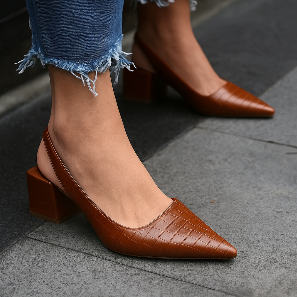 Isabella - Women's Spitz zulaufende Shoes with Block Heel