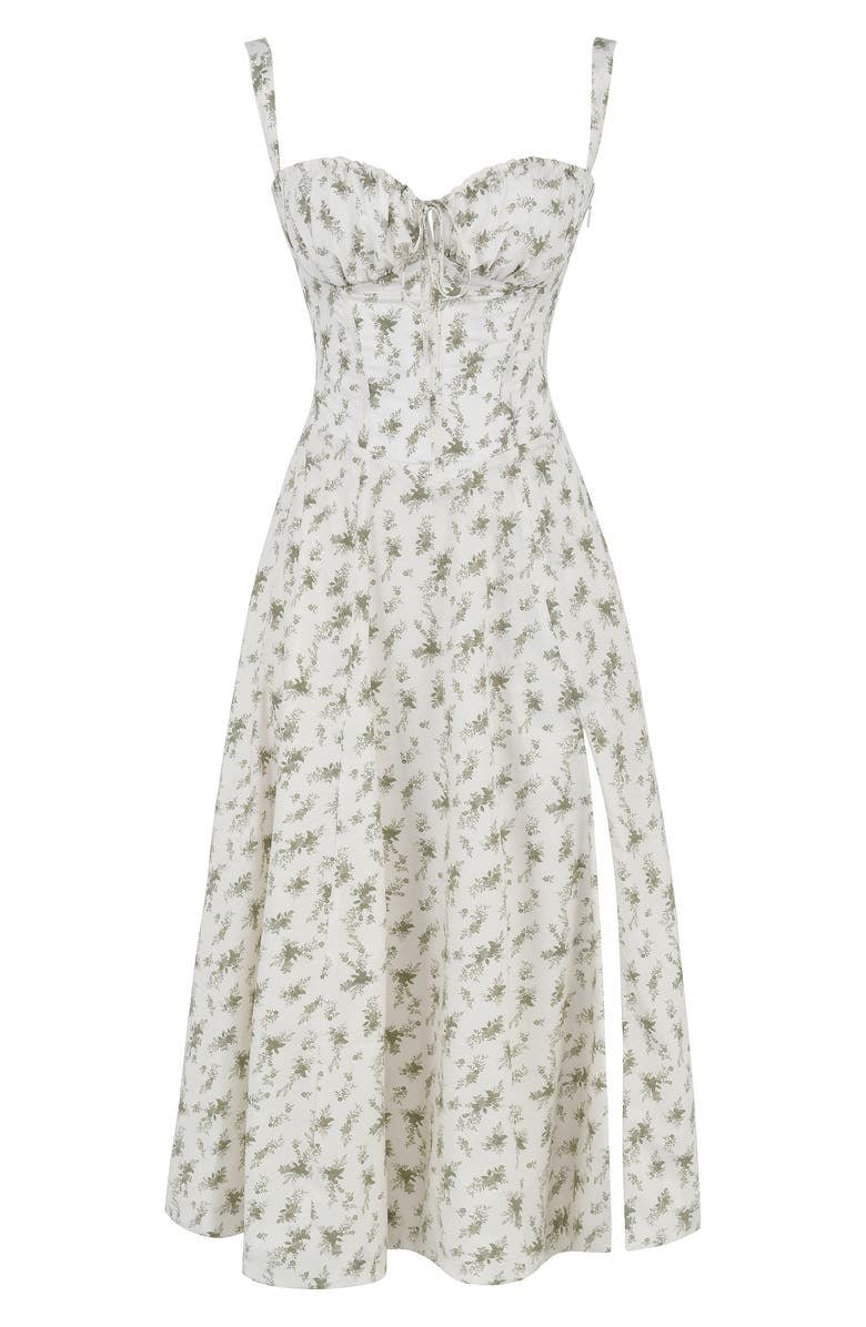 Sheila - Women's Corset-Midi Dress with flowing Skirt