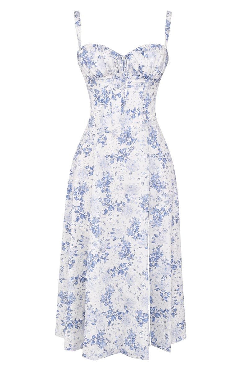 Sheila - Women's Corset-Midi Dress with flowing Skirt
