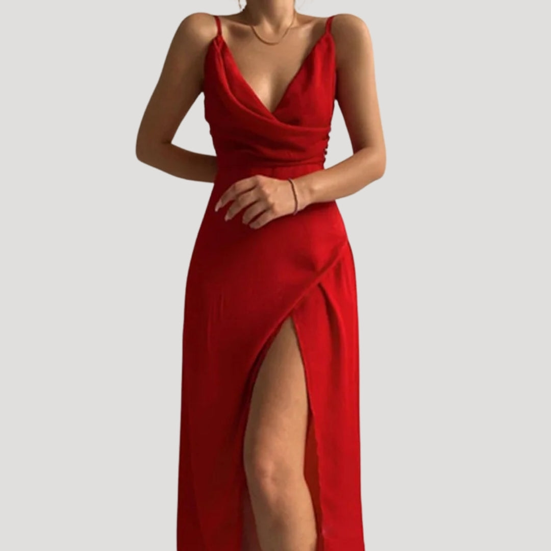 Deborah - Women's Maxi Dress with Slit for Wedding Guests