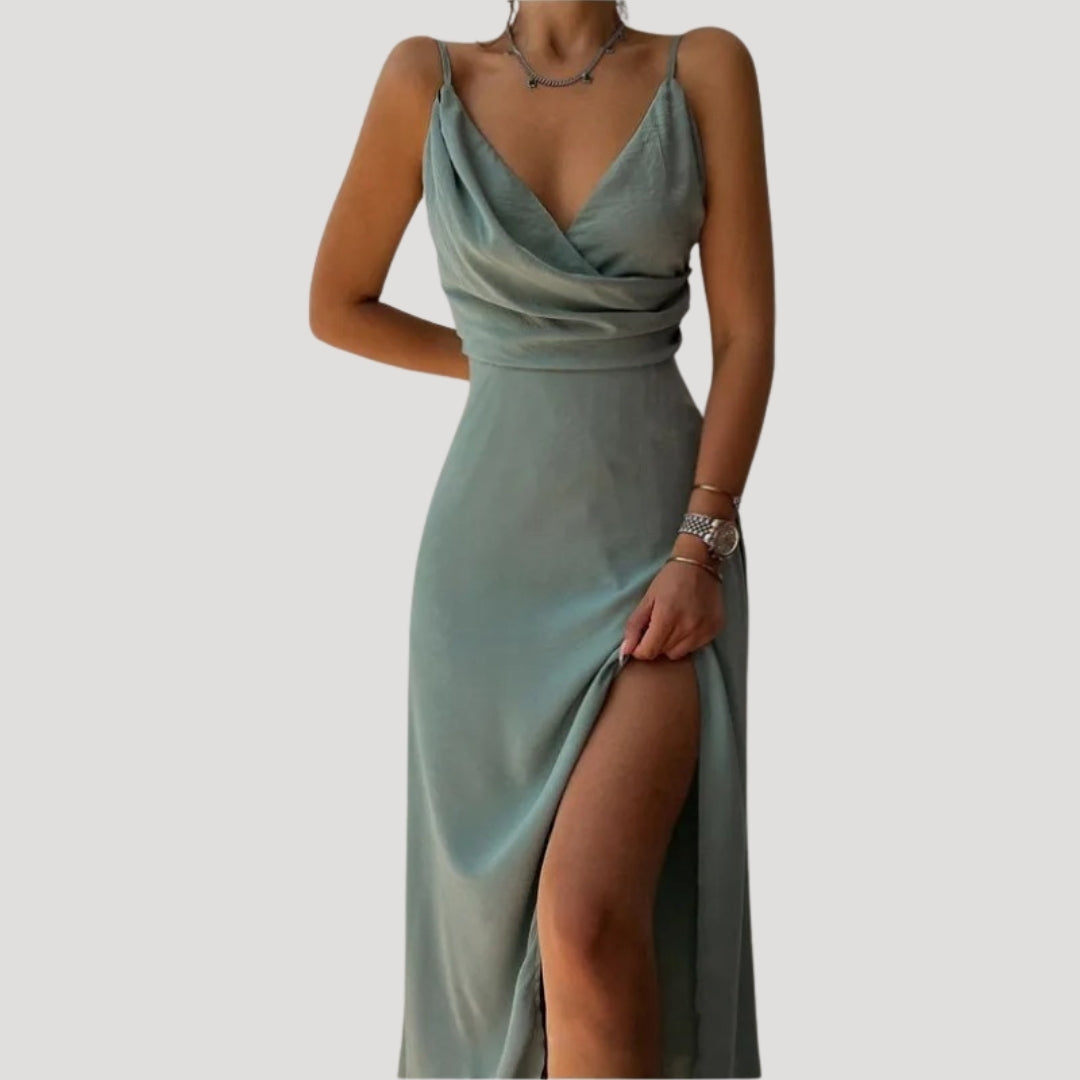 Deborah - Women's Maxi Dress with Slit for Wedding Guests
