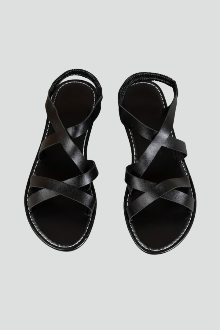 Rachel - Women's flache Sandals with gekreuzten Strap