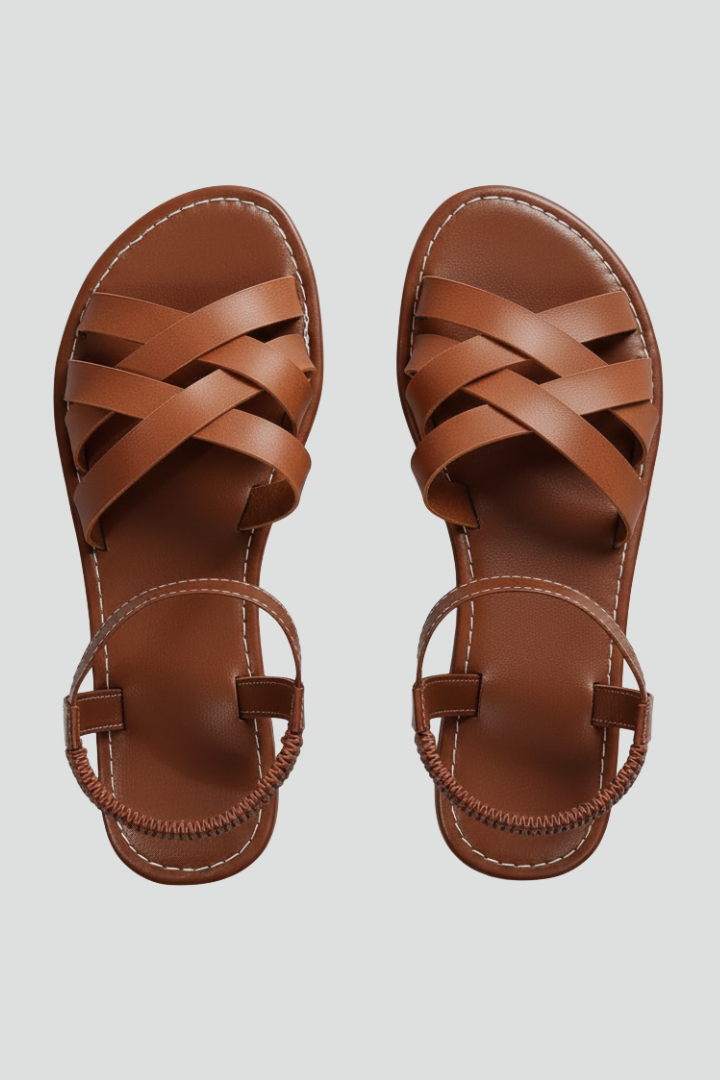 Victoria - Women's Sandals with gekreuzten Strap and Ankle Strap