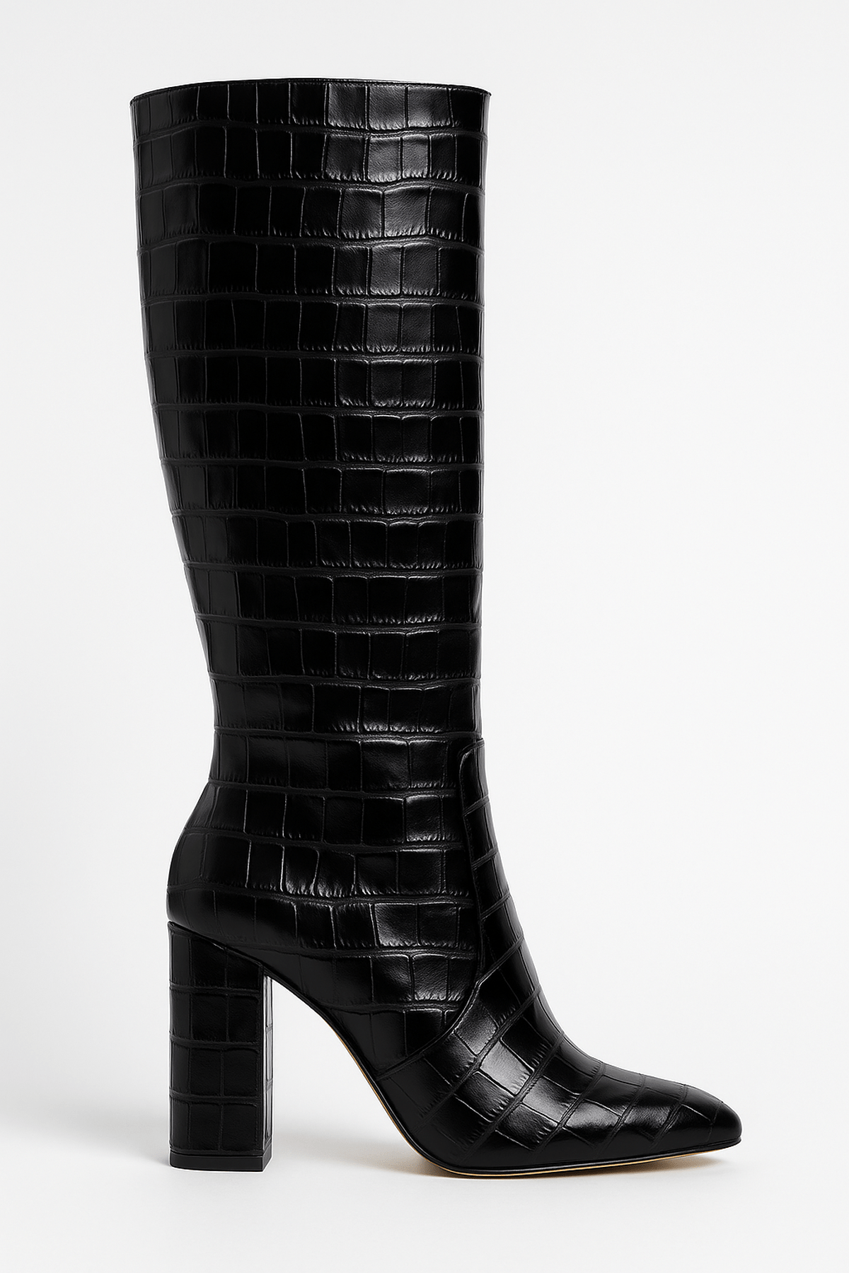 Eliza - Women's Boots with Kroko-Pattern and quadratischem Heel