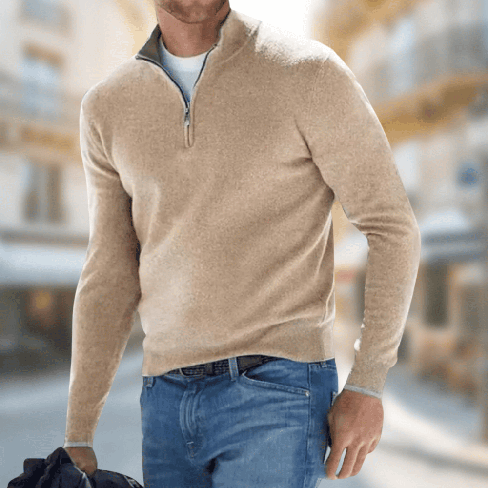 Fletcher - Men's Freizeitpullover with Zip at Collar