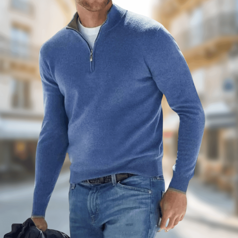 Fletcher - Men's Freizeitpullover with Zip at Collar