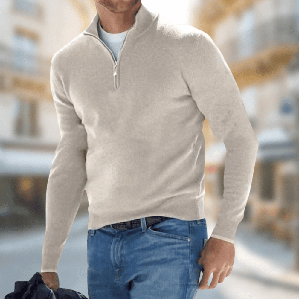 Fletcher - Men's Freizeitpullover with Zip at Collar
