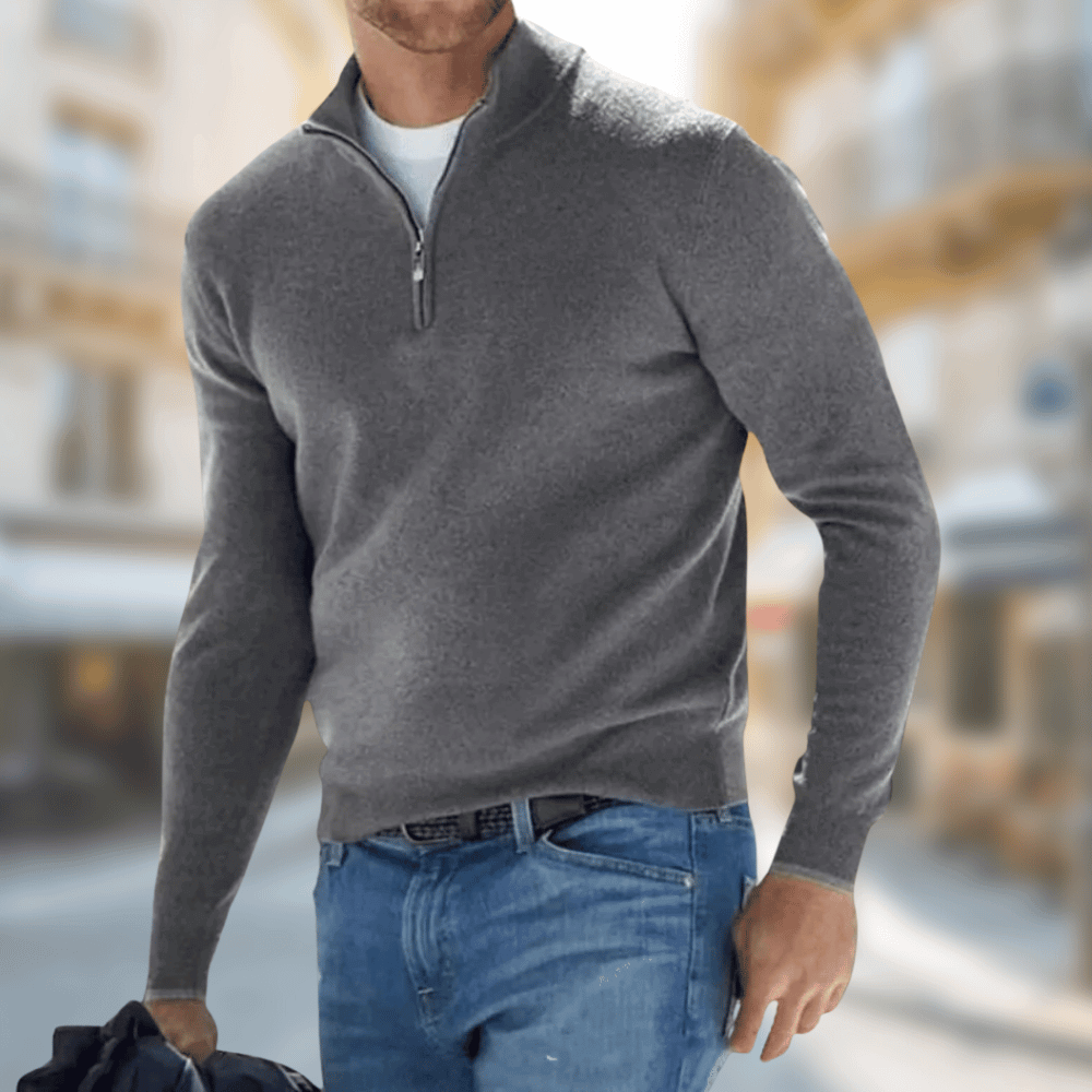 Fletcher - Men's Freizeitpullover with Zip at Collar