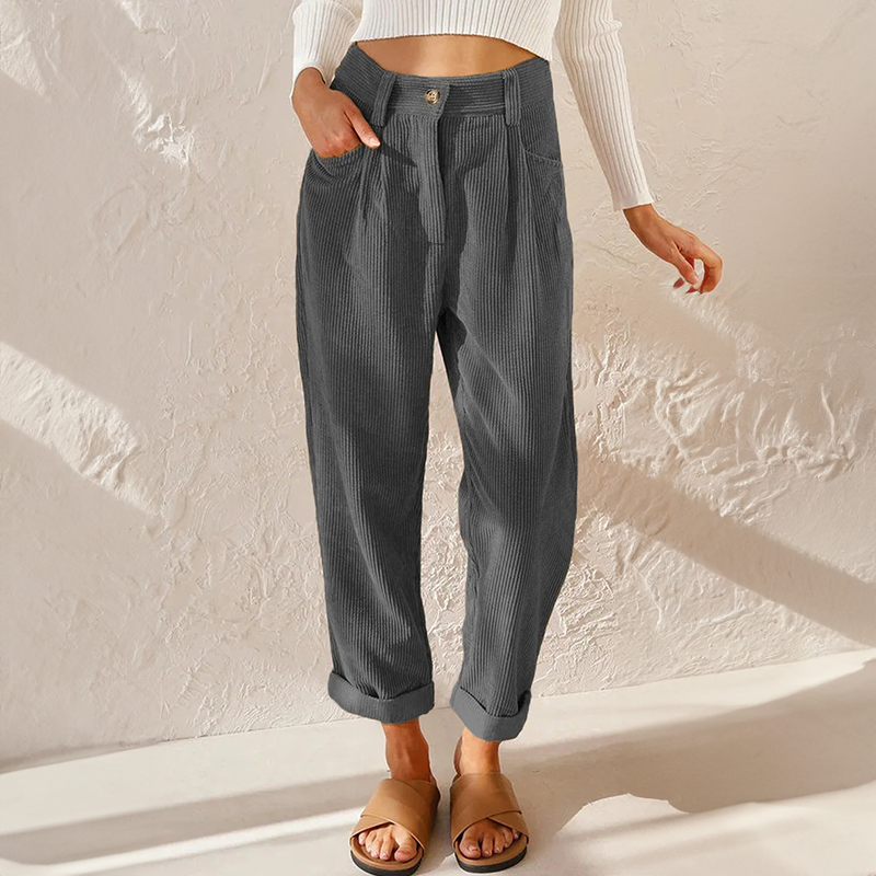 Nicola - Women's Summer Trousers with High Waist and Weitem Bein